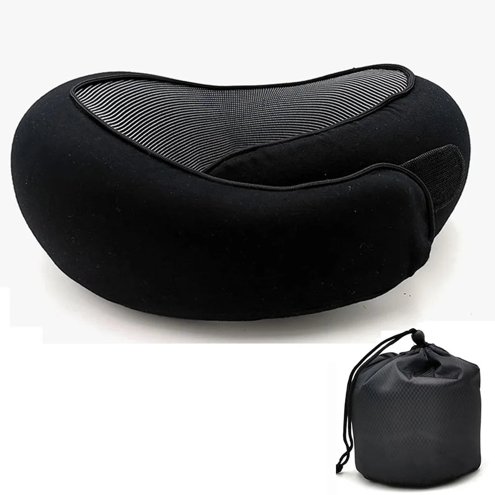 2025 Hot Memory Foam U-Shaped Travel Neck Pillow - Snail Style, Portable Adjustable, Soft Support for Naps & Sleep