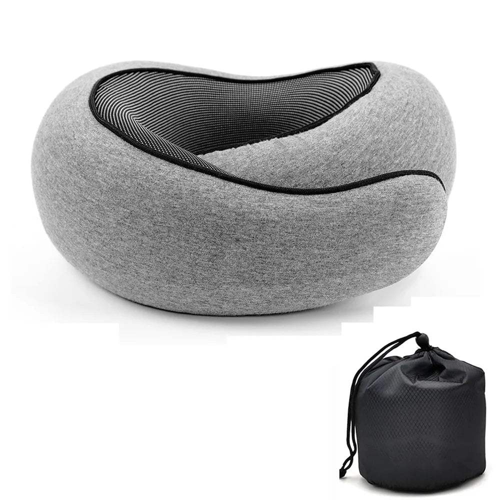 2025 Hot Memory Foam U-Shaped Travel Neck Pillow - Snail Style, Portable Adjustable, Soft Support for Naps & Sleep