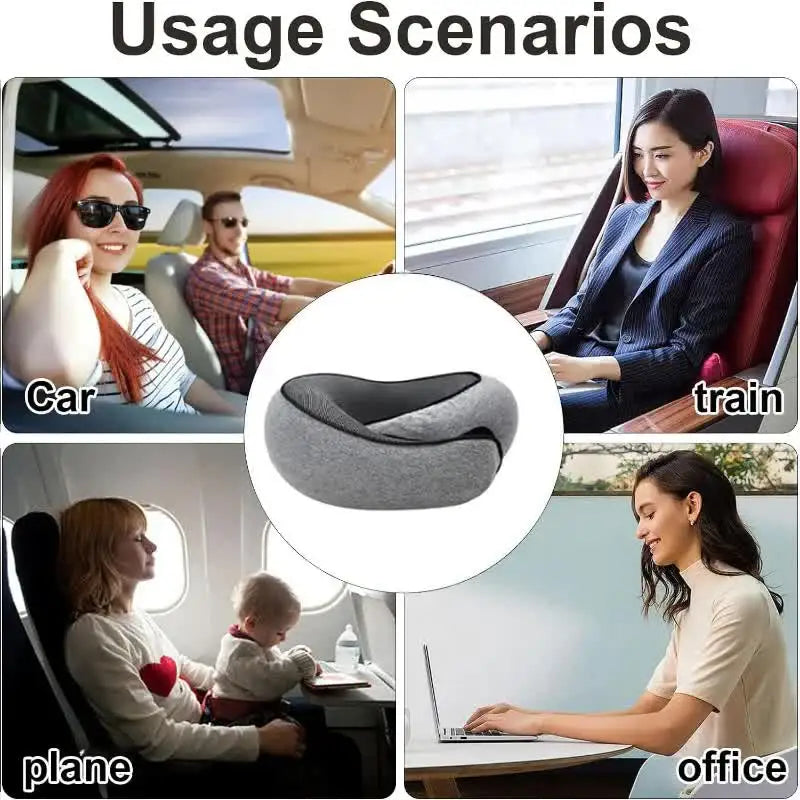 2025 Hot Memory Foam U-Shaped Travel Neck Pillow - Snail Style, Portable Adjustable, Soft Support for Naps & Sleep
