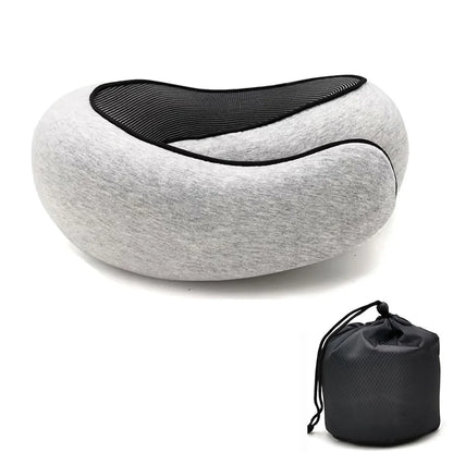 2025 Hot Memory Foam U-Shaped Travel Neck Pillow - Snail Style, Portable Adjustable, Soft Support for Naps & Sleep