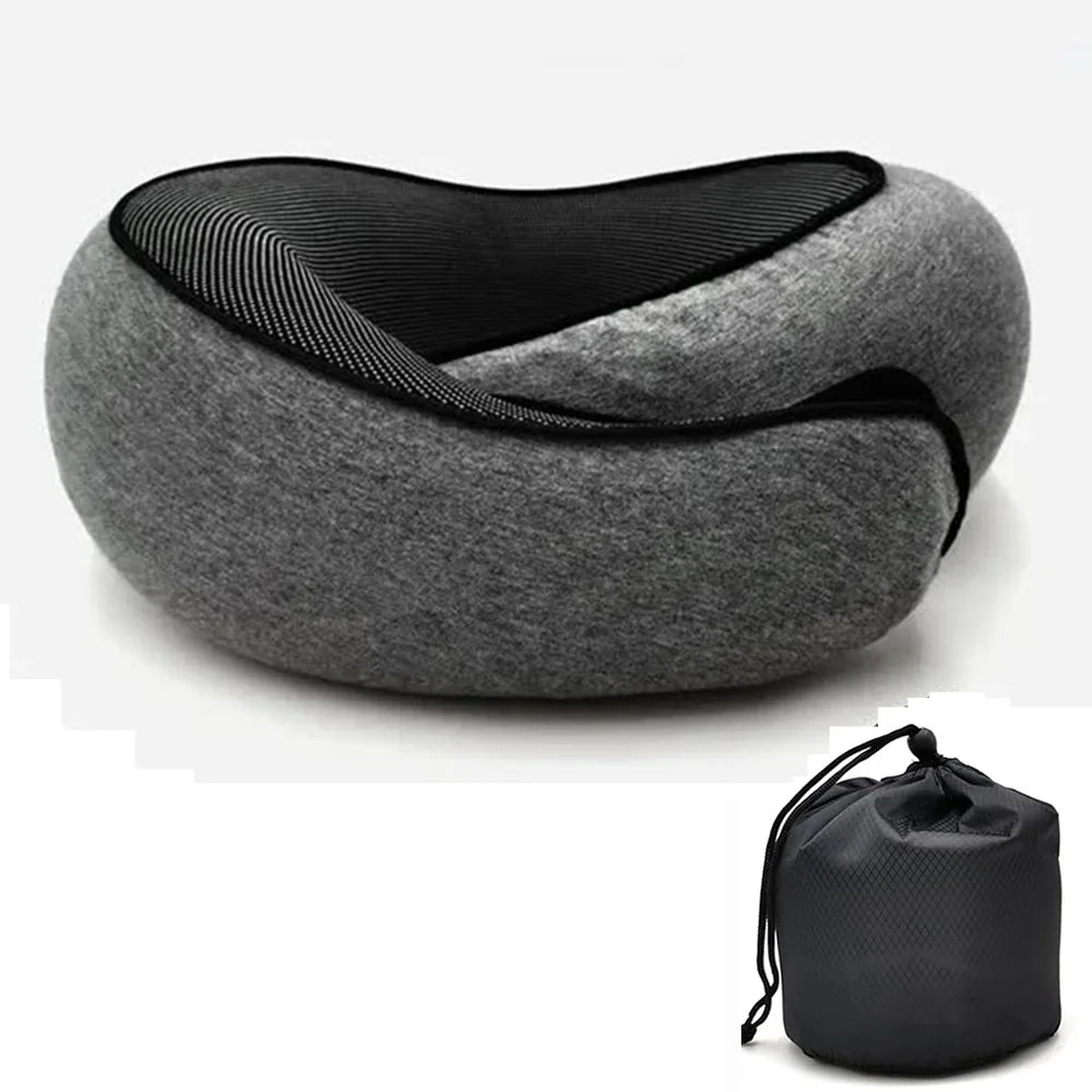 2025 Hot Memory Foam U-Shaped Travel Neck Pillow - Snail Style, Portable Adjustable, Soft Support for Naps & Sleep